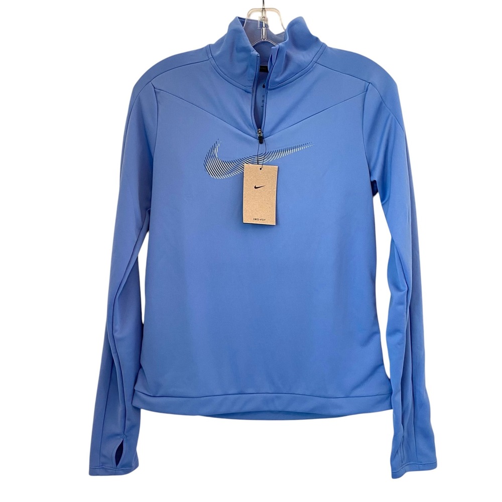 Nike Running Pullover NEW Dri-FIT Swoosh 1/4 Zip Top Blue Women's XS FB4687-450